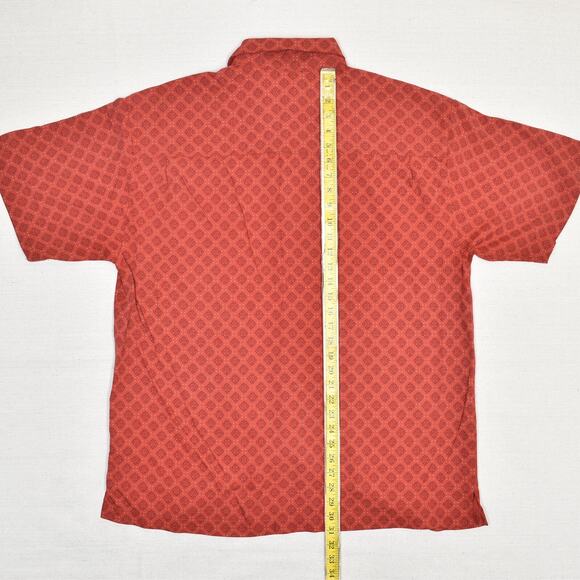Linea Rosso Men's Button Down Shirt Geometric 100% Silk Red Size 2XL Signature - Picture 5 of 8